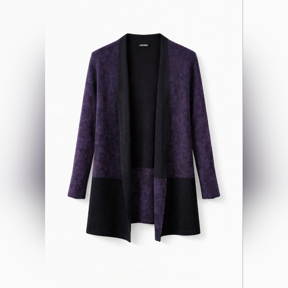 NIC+ZOE Women's Open blue cardigan fuzzy Fleece breathable preppy size PS.